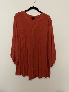 Women’s Torrid Rust Button-Front Peasant Blouse
